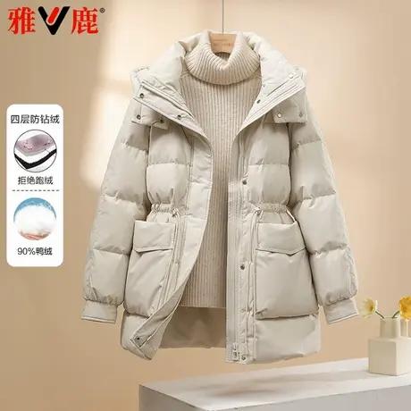 雅鹿2024新款羽绒服女中长款冬季加厚休闲小个子韩版女款潮流外套商品大图