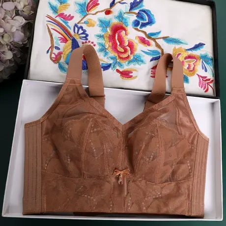 大胸显小胸性感蕾丝大码内衣女全罩杯超薄款显瘦防下垂调整型文胸商品大图