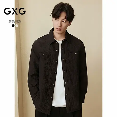 GXG男装 微肌理长袖衬衫休闲简约外套男士通勤上装 2025秋季新品图片