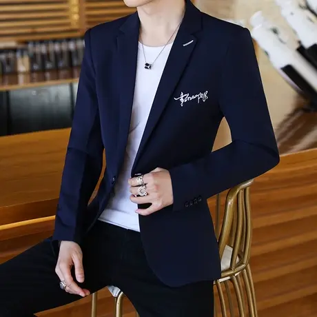 男士外套春秋2023新款帅气休闲小西装男韩版潮流修身薄款青年西服商品大图