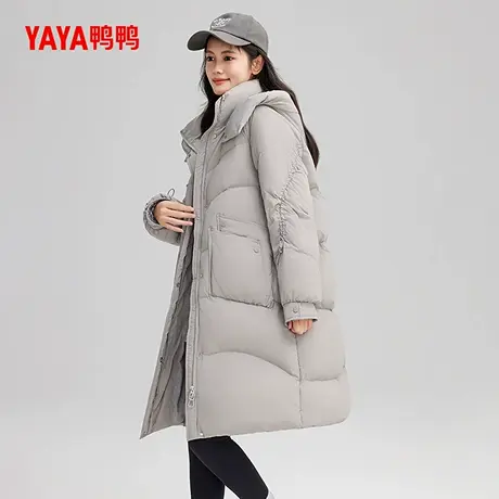鸭鸭羽绒服女士2025冬季新品中长款高克重保暖加厚90鸭绒厚外套J商品大图