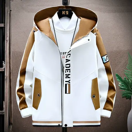 男士外套春秋款潮流帅气新款连帽夹克男春季褂子青少年学生上衣服商品大图