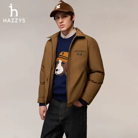 【底特律羽绒服】Hazzys哈吉斯秋冬季翻领宽松简约保暖夹克外套男商品大图