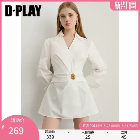 DPLAY2025年秋季新款白色衬衫连衣裙女时尚法式气质短裙上衣衬衣商品大图