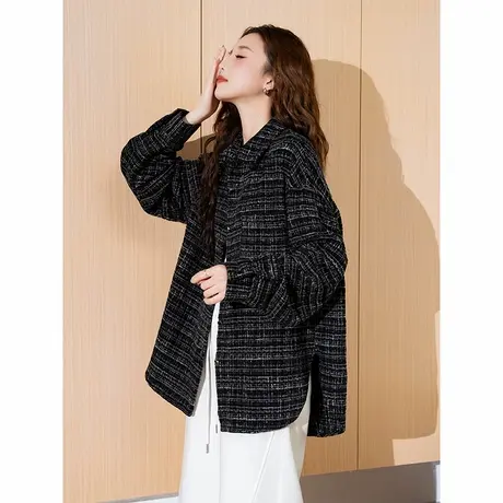 唐狮2025春秋新款女衬衫气质小香风长袖衬衫格子通勤百搭上衣潮流商品大图