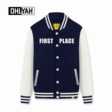 Ohlyah品牌春秋休闲运动棒球服男女同款学生美式开衫卫衣外套纯棉商品大图