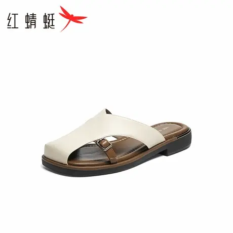 红蜻蜓包头休闲凉鞋女款夏季新款穆勒鞋凉鞋女平底气质百搭拖鞋图片