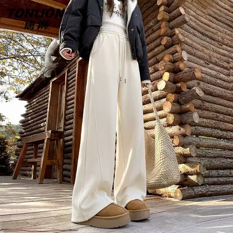 唐狮官方休闲香蕉裤女春秋款2026新款女士宽松直筒运动阔图裤子VB图片