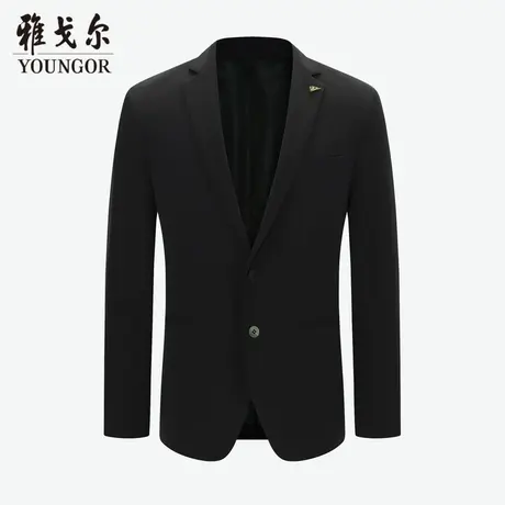 雅戈尔奥莱 商场同款男士西服秋季新款弹力抗皱修身黑色西装外套商品大图