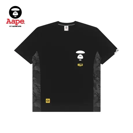 Aape男装春夏猿颜字母印花迷彩拼接短袖T恤0688XXG图片