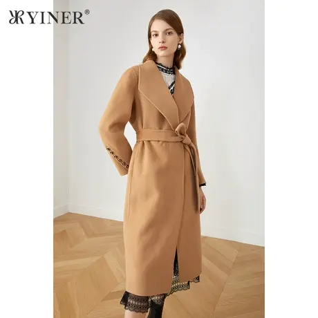 YINER音儿商场同款女装2021冬季新款大翻驳领纯羊毛双面呢外套商品大图