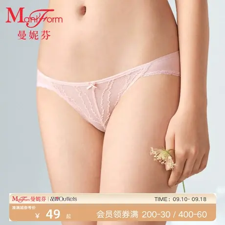 曼妮芬女内裤舒适低腰三角裤纯棉全棉裆底裤性感蕾丝女士轻薄短裤图片
