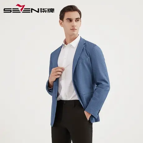 柒牌男装西服时尚青年抗皱薄款2021春季西装外套婚庆休闲男士单西图片
