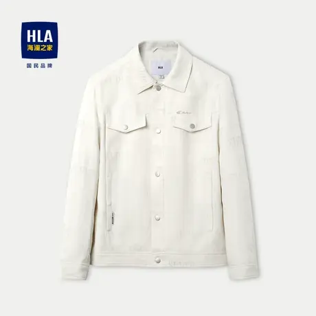 HLA/海澜之家清新夹克2024春夏新款翻领印花肌理休闲透气外套男图片