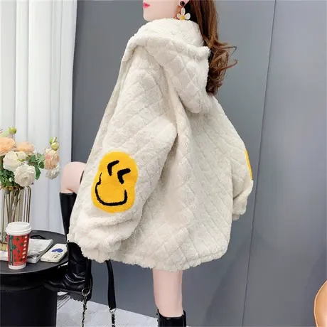 宽松慵懒风羊羔毛开衫外套女2022年新款秋冬设计感加厚棉服上衣潮商品大图