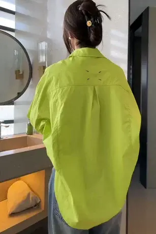 纯色衬衫女2023春季新款欧货宽松显瘦衬衣设计感小众休闲百搭上衣商品大图