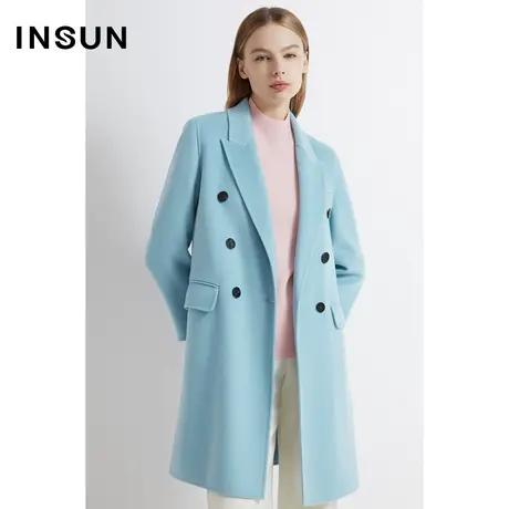 INSUN恩裳线上专选冬季双排扣纯羊毛毛呢外套商品大图
