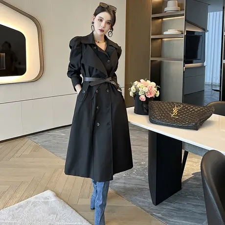高级感西装风衣外套女秋季新款独特设计感小众英伦风复古收腰大衣图片
