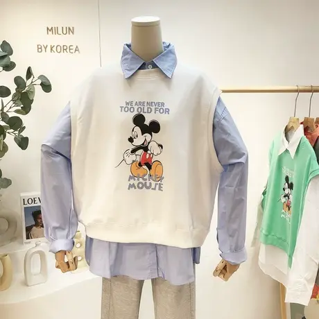 韩国东大门衬衫马甲2021早秋新款小众设计感衬衣套装减龄休闲大码图片