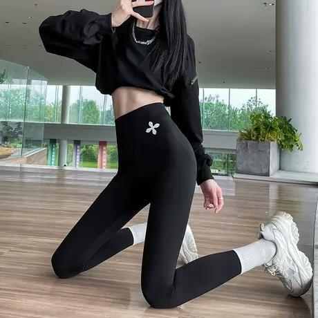 鲨鱼皮打底裤女外穿2023春秋新款高腰收腹提臀十字花架芭比瑜伽裤图片