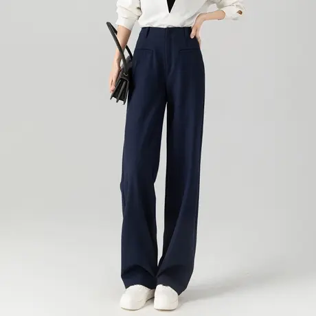 职业西装裤子女2025年新款春秋季垂感高腰窄版直筒裤阔腿裤休闲裤商品大图