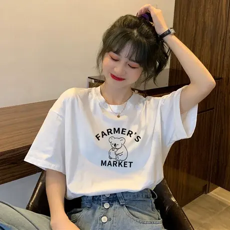 夏季2024年新款短袖T恤衫女宽松独特设计感小众别致法式甜辣上衣商品大图