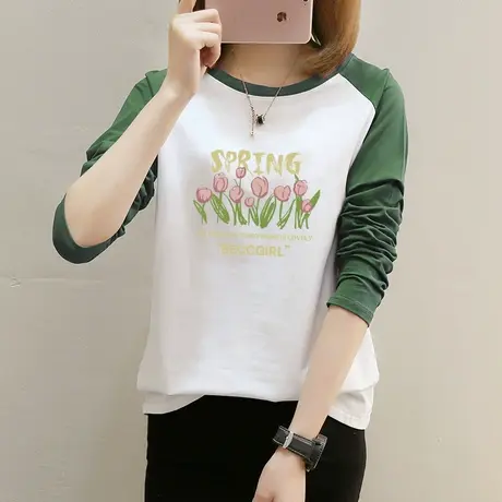 白色纯棉长袖t恤女士ins小众设计感早秋2022年新款宽松内搭打底衫图片