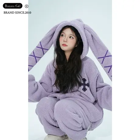 Bananagirl睡衣女冬2023珊瑚绒加厚加绒本命年法兰绒兔年家居服新商品大图