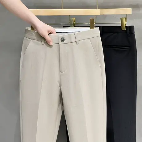 轻奢色织免烫抗皱休闲裤西装裤高级感春秋修身九分裤商务小西裤男商品大图