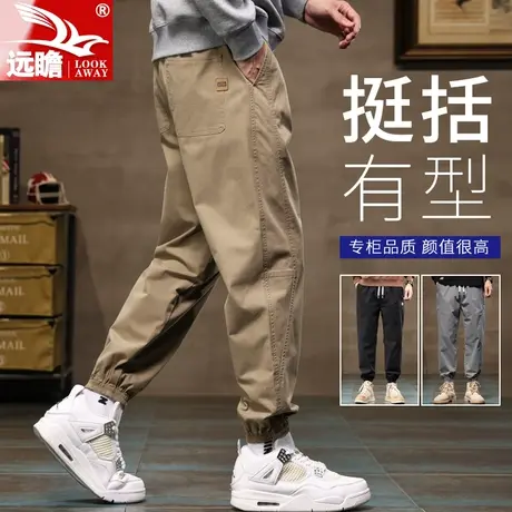 秋季男士休闲裤2023新款潮牌宽松束脚裤子男款春秋哈伦工装九分裤商品大图
