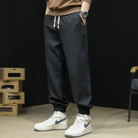 2024新款运动裤男士春秋款宽松大码休闲黑色裤子春季男裤束脚卫裤商品大图