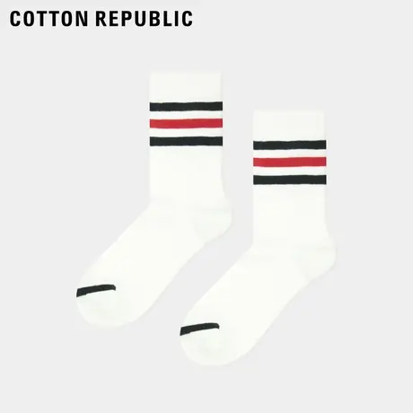 Cotton Republic/棉花共和国女士运动袜休闲提花棉质中筒袜商品大图