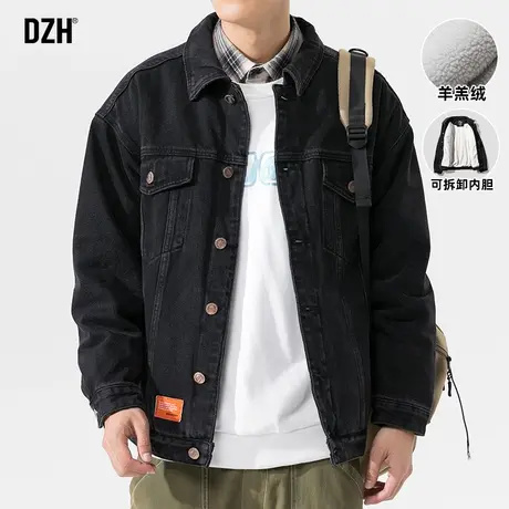 男士羊羔绒牛仔外套男大码宽松高级感痞帅秋冬季工装棉服加绒加厚商品大图