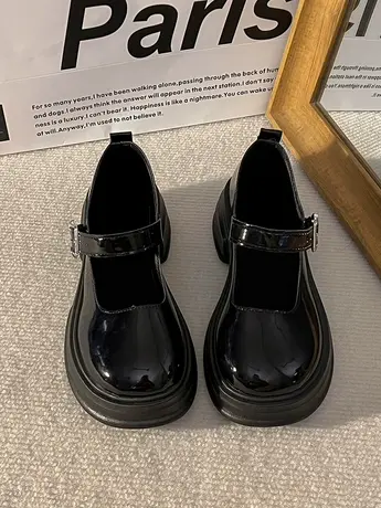 日系jk玛丽珍小皮鞋女2023夏季新款学生厚底黑色百搭英伦风单鞋商品大图