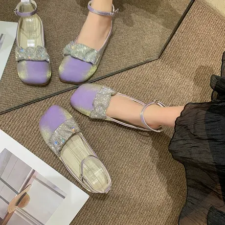 仙女风包头凉鞋女配裙子2024年夏季新小众设计感一字扣温柔风单鞋商品大图