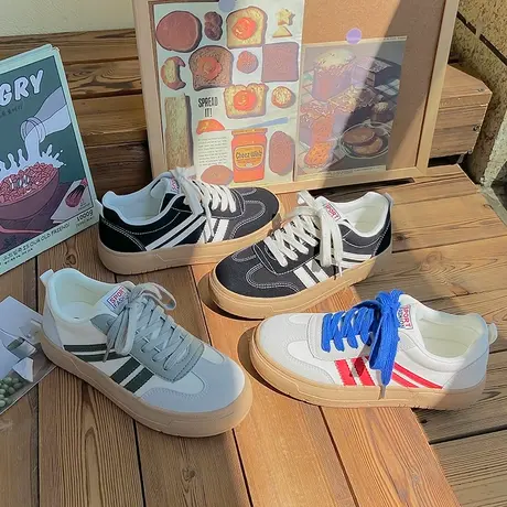 女帆布德训鞋2023夏新款女百搭轻便平底透气休闲运动板鞋潮款鞋子图片