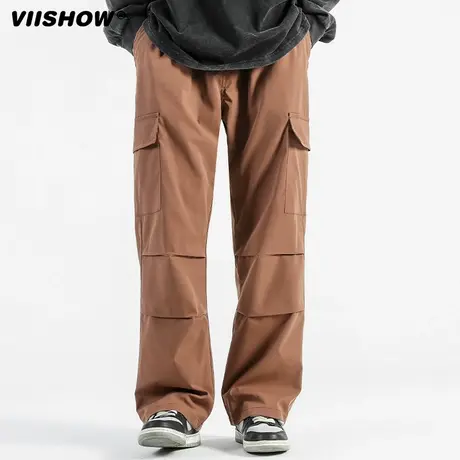 VIISHOW美式复古伞兵休闲裤男冬季新款潮牌宽松加厚直筒工装裤子图片