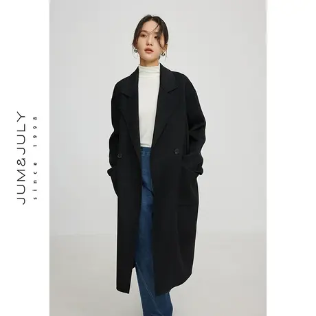 2022秋冬新款毛呢外套女中长款韩系双面羊呢子大衣女高级感商品大图