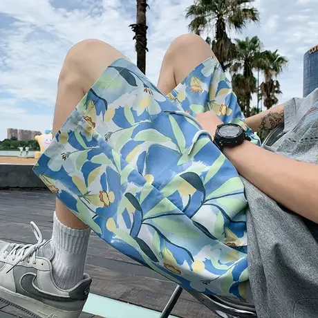 花短裤沙滩裤男夏季潮流速干宽松休闲裤海边度假可下水外穿五分裤商品大图