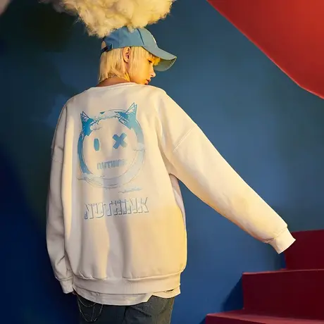 oversize圆领潮牌小恶魔卫衣男潮冬季国潮宽松大码男装情侣外套潮商品大图