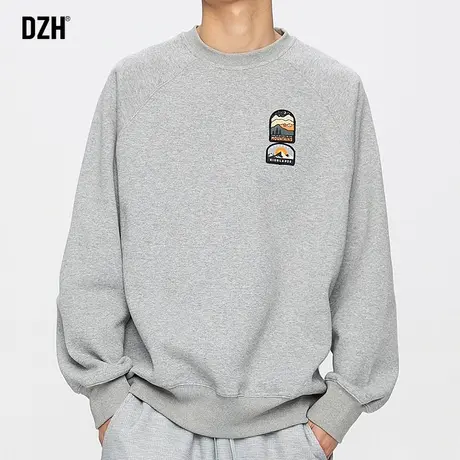 男生美式重磅卫衣男春季圆领潮牌无帽长袖上衣百搭2024年新款外套商品大图