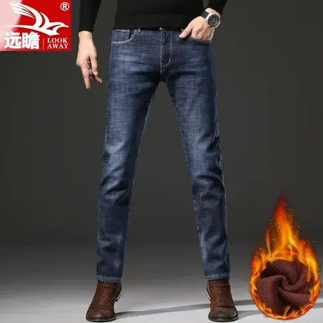 2023新款男士加绒牛仔裤男秋冬款加厚保暖男裤冬季潮流修身小脚裤商品大图