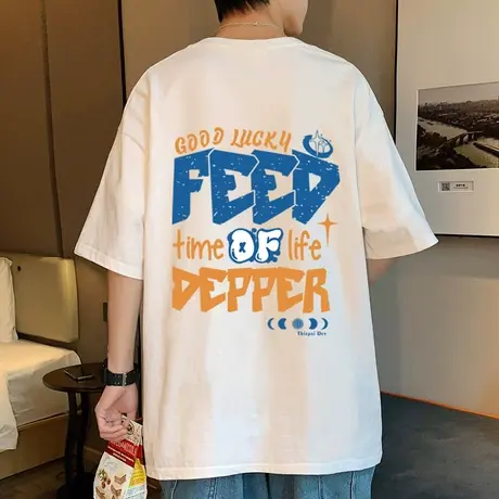 纯棉美式高街短袖t恤男夏季新款宽松港风chic潮牌设计感半袖上衣商品大图