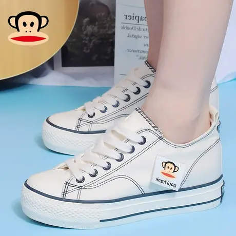 大嘴猴黑色帆布鞋女2023春季新款春秋低帮女鞋百搭板鞋休闲鞋布鞋商品大图