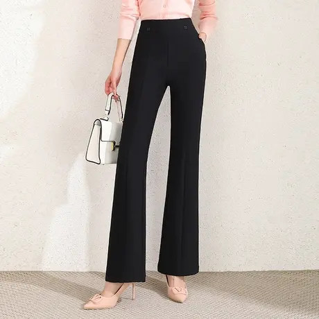 黑色高腰微喇裤女士气质通勤垂感长裤2023新款显瘦显瘦腿长休闲裤商品大图