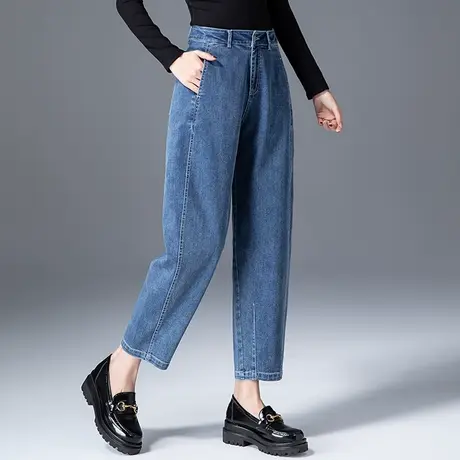 高腰阔腿牛仔裤女2023年新款春秋大码女裤灯笼哈伦裤九分裤萝卜裤商品大图