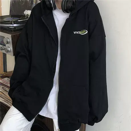 古着日系chic加厚卫衣2023新款秋冬韩版外套女加绒上衣开衫潮ins商品大图