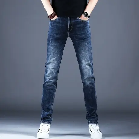男士高端潮牌蓝色牛仔裤男款弹力百搭秋款裤子男新款休闲直筒修身商品大图
