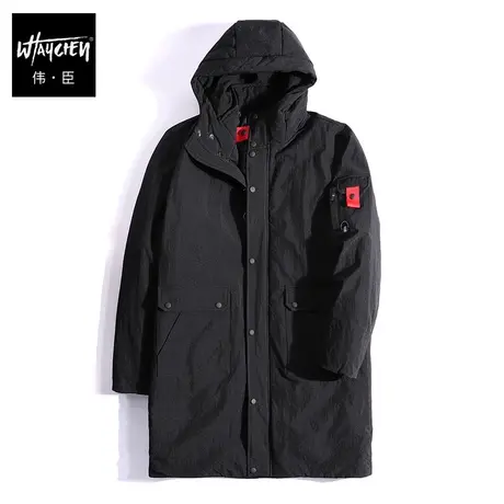 伟臣潮牌大码男装连帽棉服外套胖子加肥加大宽松棉袄肥佬中长棉袄图片