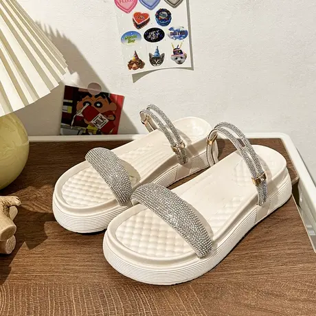 水钻拖鞋女夏外穿2023年新款仙女风时尚凉拖百搭厚底沙滩两穿凉鞋图片